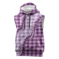 Violet Hawaii Palaka Sleeveless Hoodie Hawaiian Pikake Lei