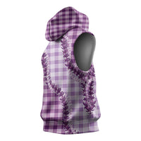 Violet Hawaii Palaka Sleeveless Hoodie Hawaiian Pikake Lei