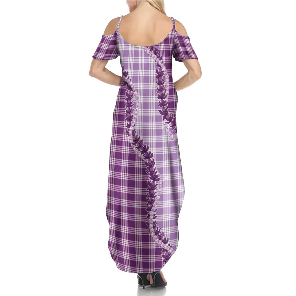 Violet Hawaii Palaka Summer Maxi Dress Hawaiian Pikake Lei