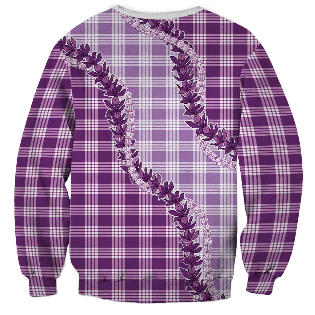 Violet Hawaii Palaka Sweatshirt Hawaiian Pikake Lei LT05 - Polynesian Pride