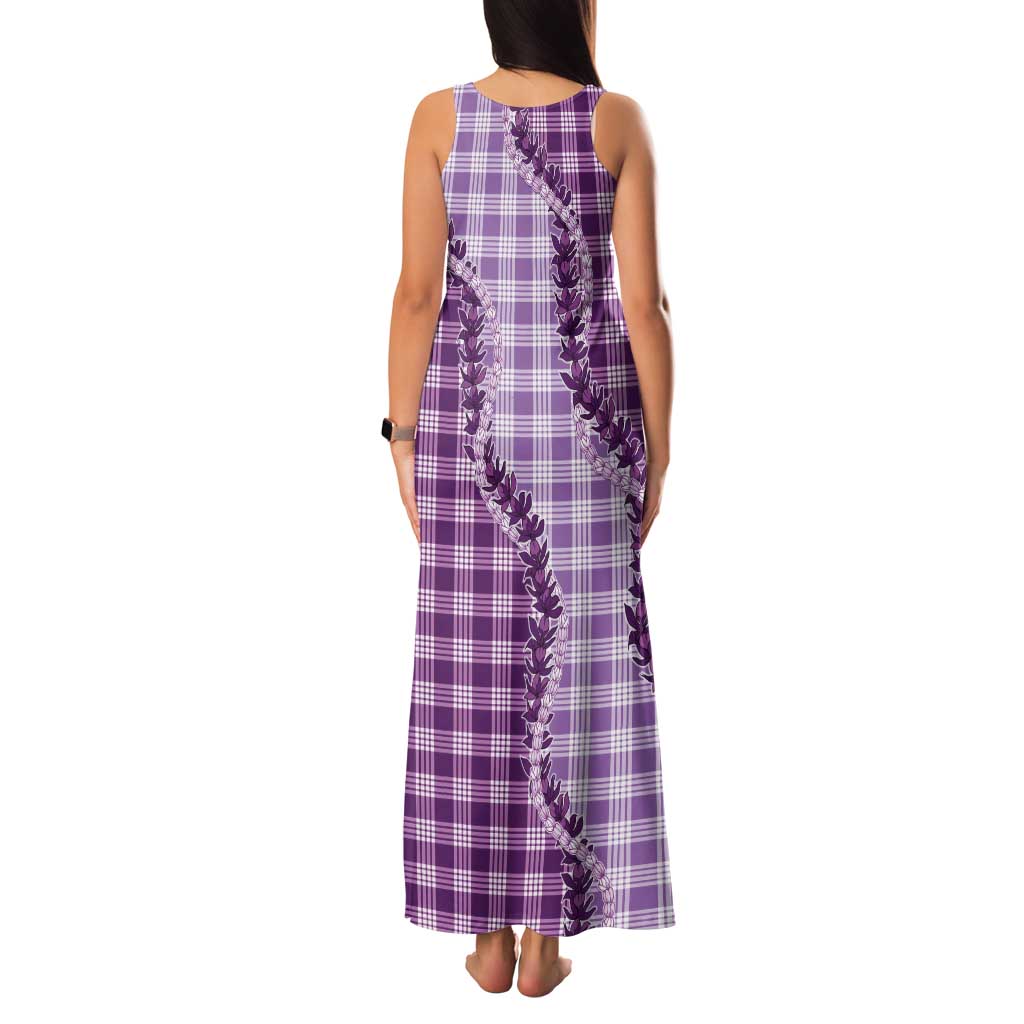 Violet Hawaii Palaka Tank Maxi Dress Hawaiian Pikake Lei