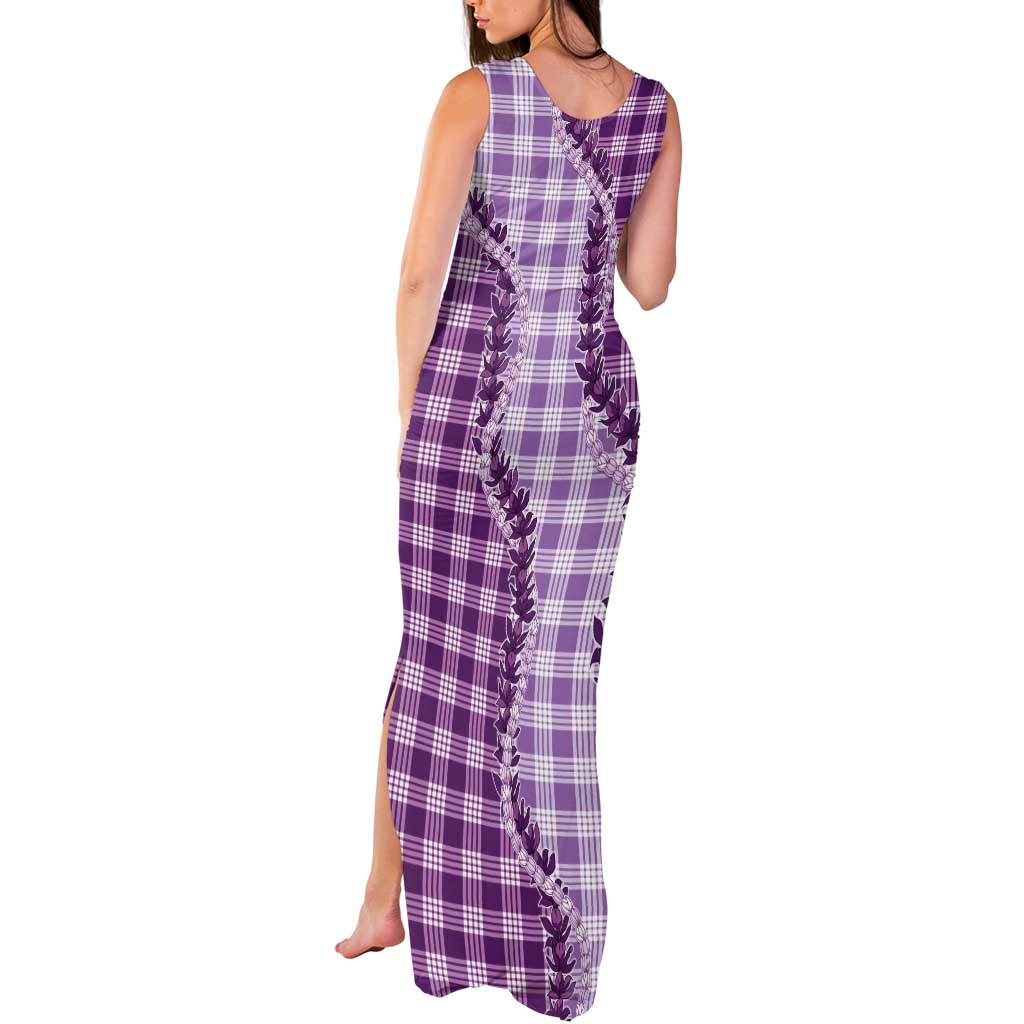 Violet Hawaii Palaka Tank Maxi Dress Hawaiian Pikake Lei