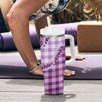 Violet Hawaii Palaka Tumbler With Handle Hawaiian Pikake Lei LT05 - Polynesian Pride
