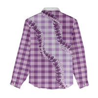 Violet Hawaii Palaka Women Casual Shirt Hawaiian Pikake Lei