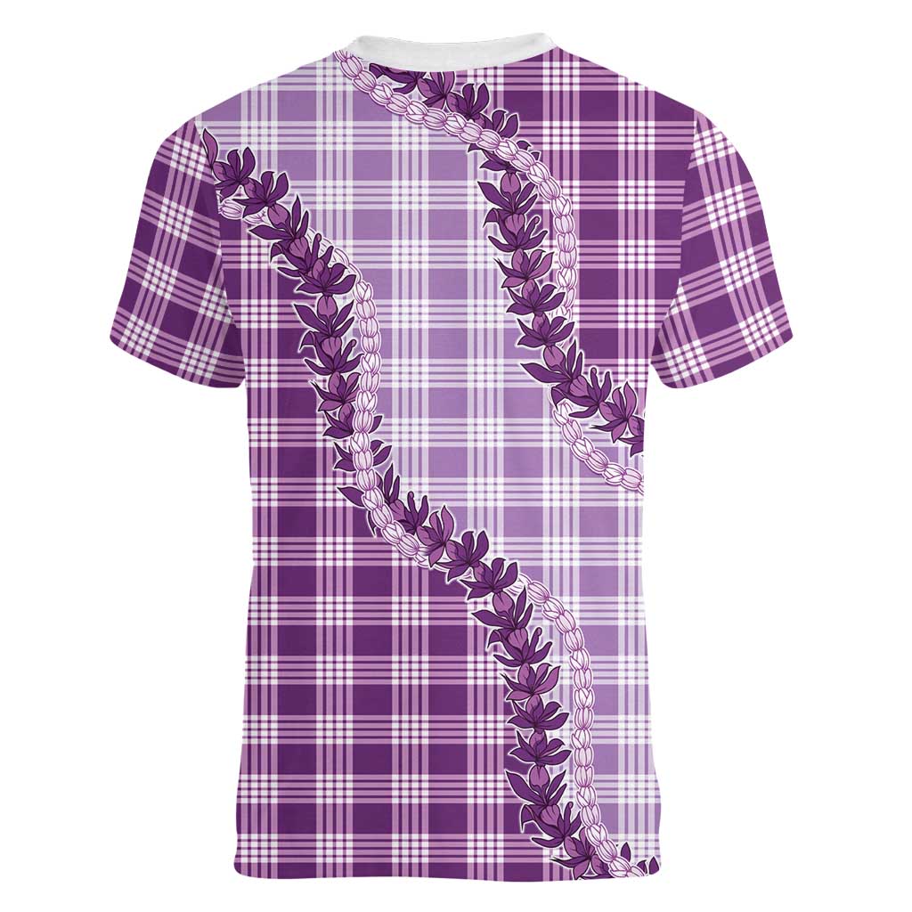 Violet Hawaii Palaka Women V-Neck T-Shirt Hawaiian Pikake Lei