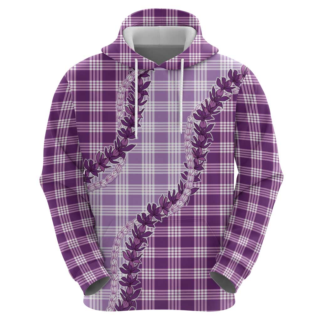 Violet Hawaii Palaka Zip Hoodie Hawaiian Pikake Lei LT05 - Polynesian Pride