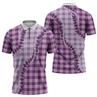 Violet Hawaii Palaka Zipper Polo Shirt Hawaiian Pikake Lei