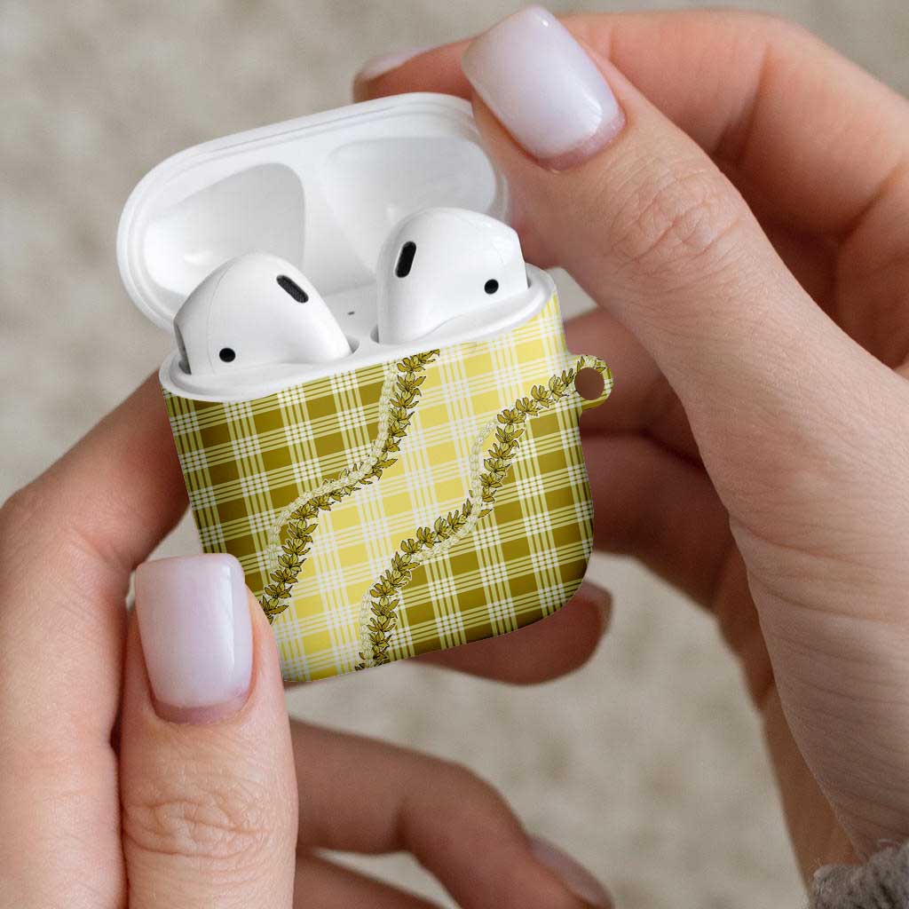 Yellow Hawaii Palaka AirPods Case Hawaiian Pikake Lei