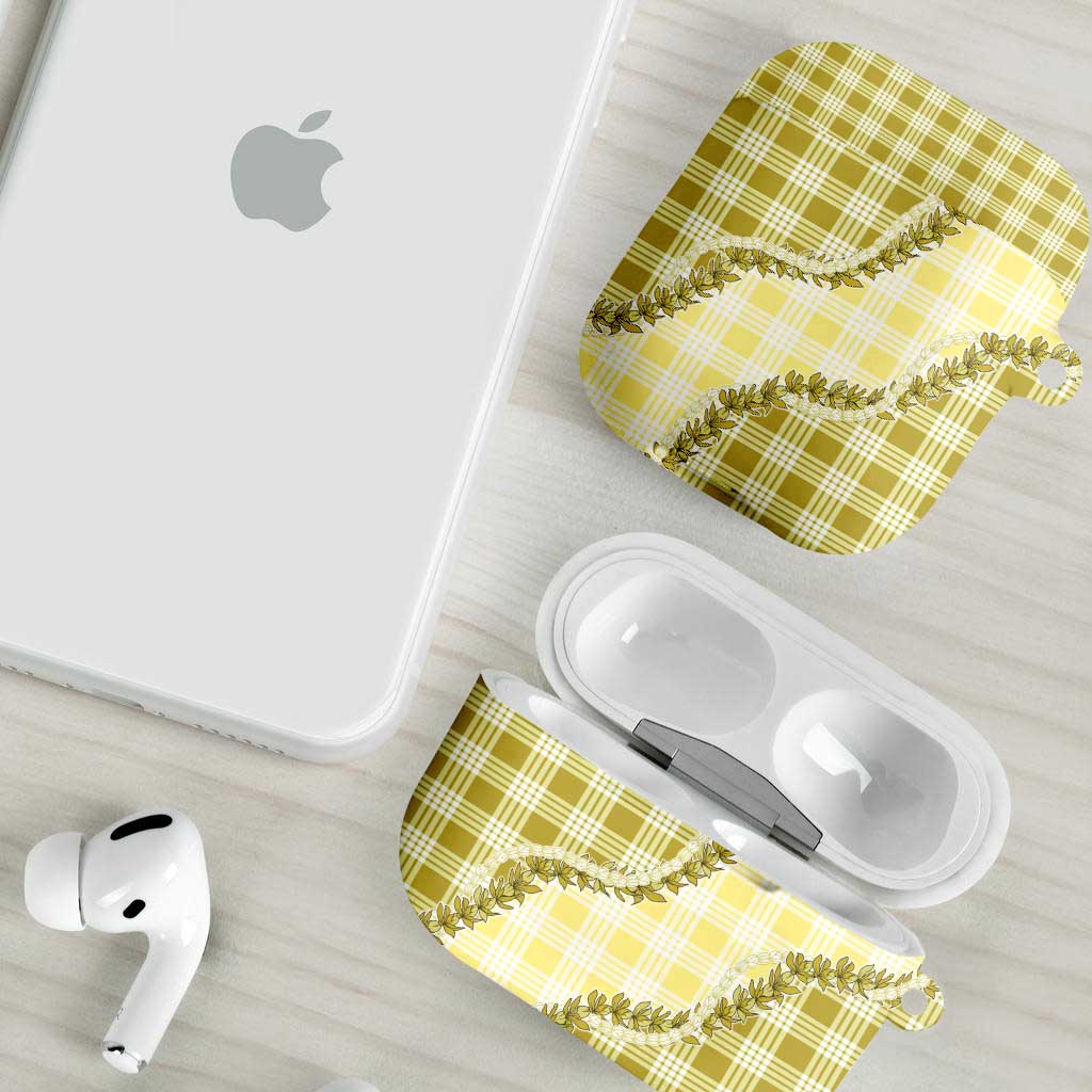 Yellow Hawaii Palaka AirPods Case Hawaiian Pikake Lei