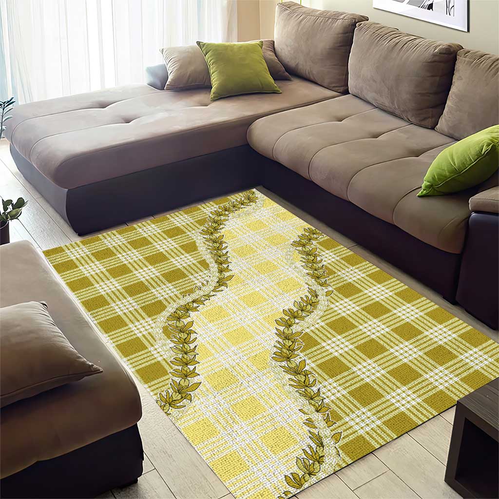 Yellow Hawaii Palaka Area Rug Hawaiian Pikake Lei LT05 - Polynesian Pride