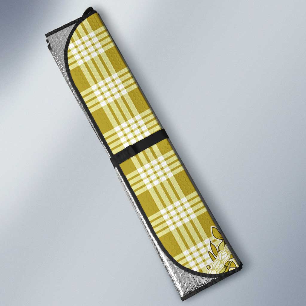 Yellow Hawaii Palaka Auto Sun Shade Hawaiian Pikake Lei LT05 - Polynesian Pride
