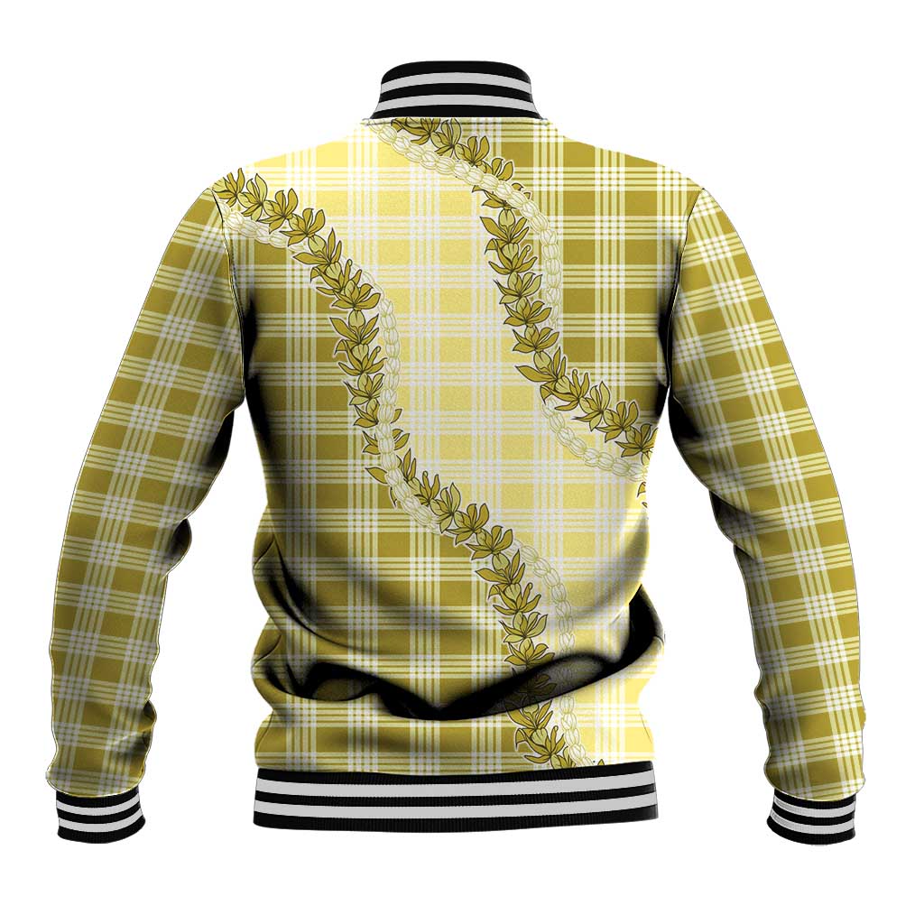 Yellow Hawaii Palaka Baseball Jacket Hawaiian Pikake Lei