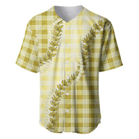 Yellow Hawaii Palaka Baseball Jersey Hawaiian Pikake Lei