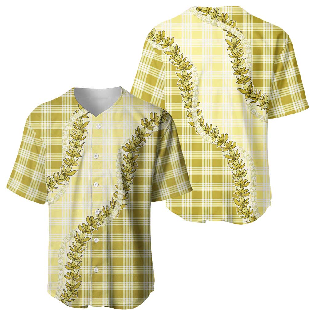 Yellow Hawaii Palaka Baseball Jersey Hawaiian Pikake Lei