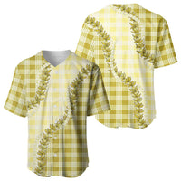 Yellow Hawaii Palaka Baseball Jersey Hawaiian Pikake Lei