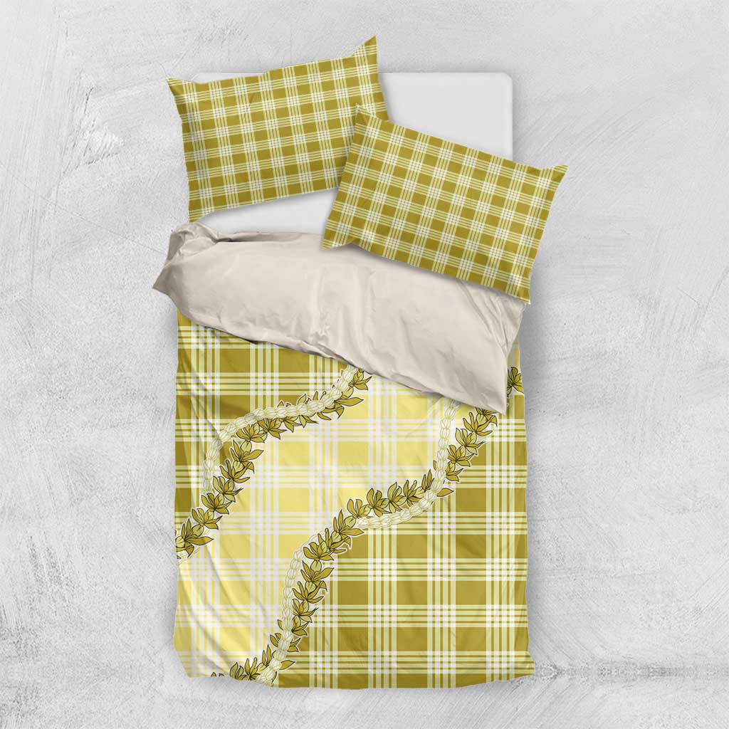 Yellow Hawaii Palaka Bedding Set Hawaiian Pikake Lei