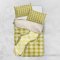 Yellow Hawaii Palaka Bedding Set Hawaiian Pikake Lei