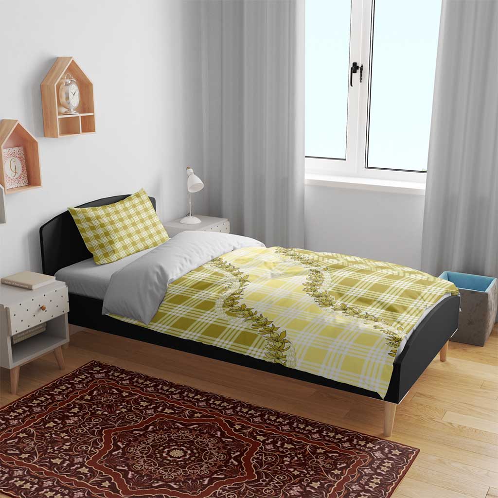 Yellow Hawaii Palaka Bedding Set Hawaiian Pikake Lei