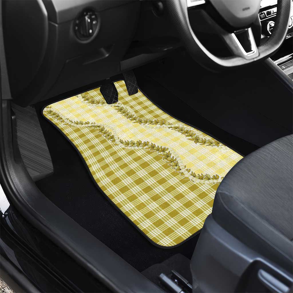 Yellow Hawaii Palaka Car Mats Hawaiian Pikake Lei