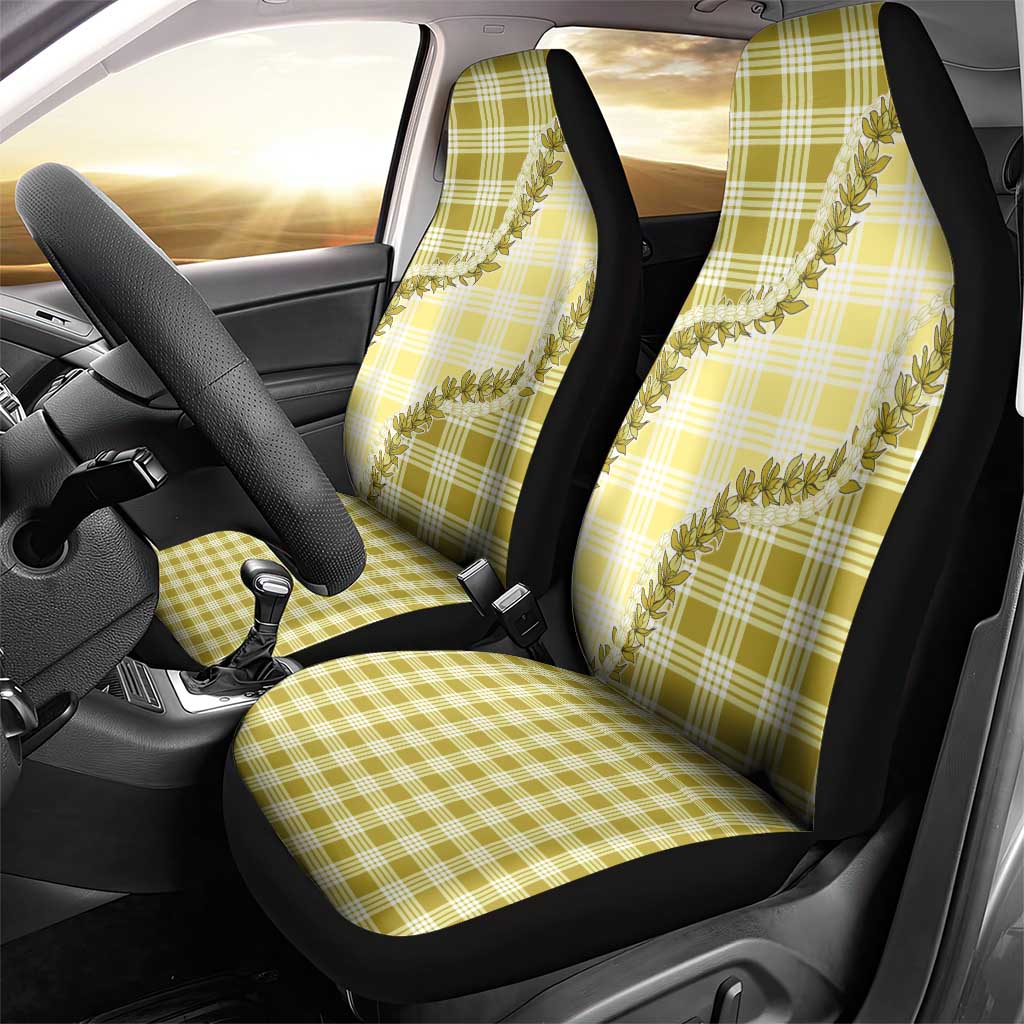 Yellow Hawaii Palaka Car Seat Cover Hawaiian Pikake Lei