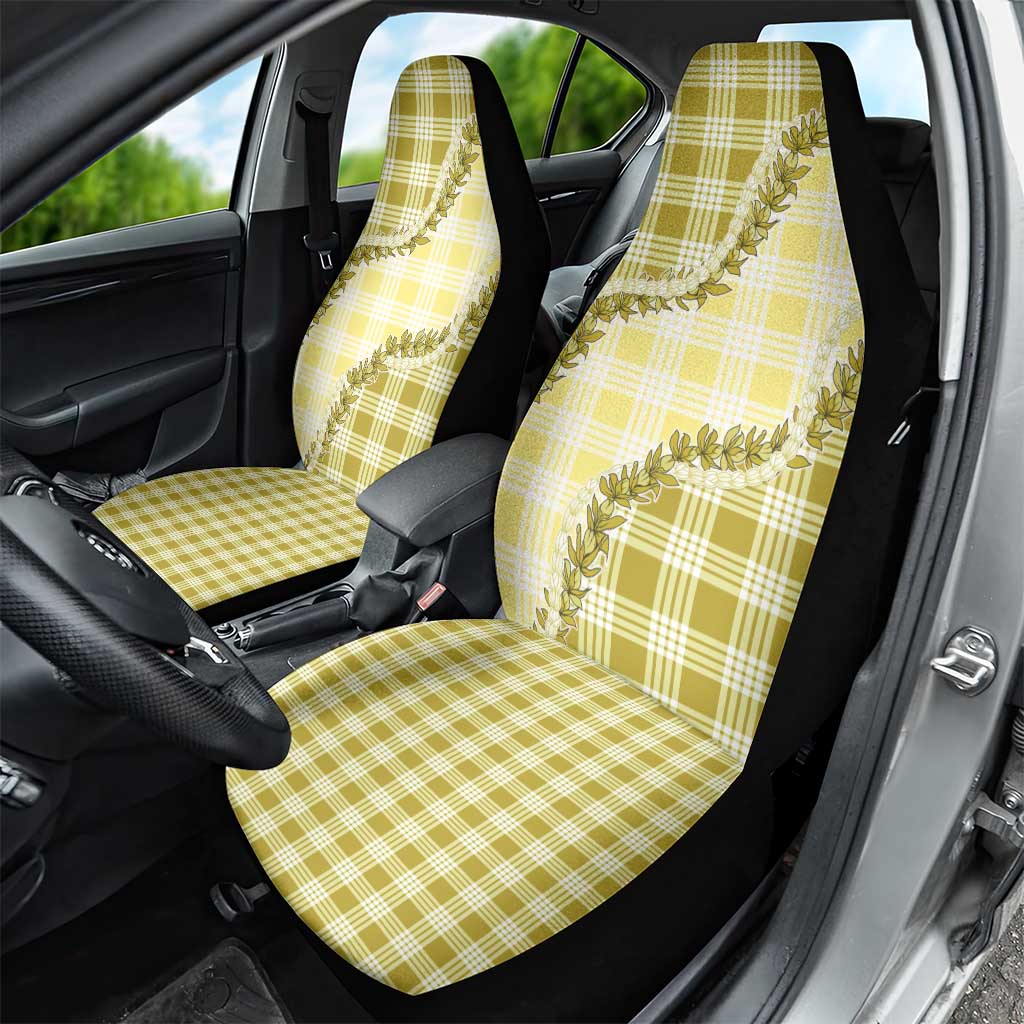 Yellow Hawaii Palaka Car Seat Cover Hawaiian Pikake Lei