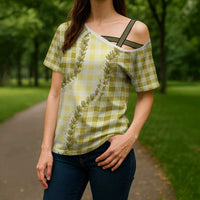 Yellow Hawaii Palaka Cross Shoulder Shirt Hawaiian Pikake Lei