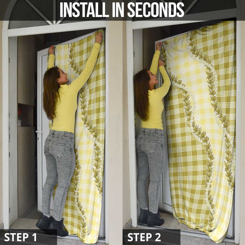 Yellow Hawaii Palaka Door Cover Hawaiian Pikake Lei