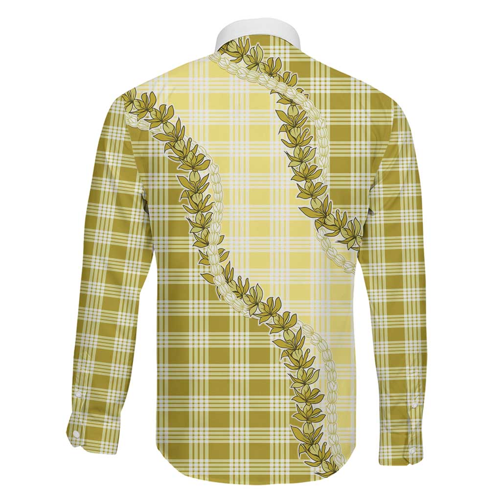 Yellow Hawaii Palaka Family Matching Tank Maxi Dress and Hawaiian Shirt Hawaiian Pikake Lei LT05 - Polynesian Pride