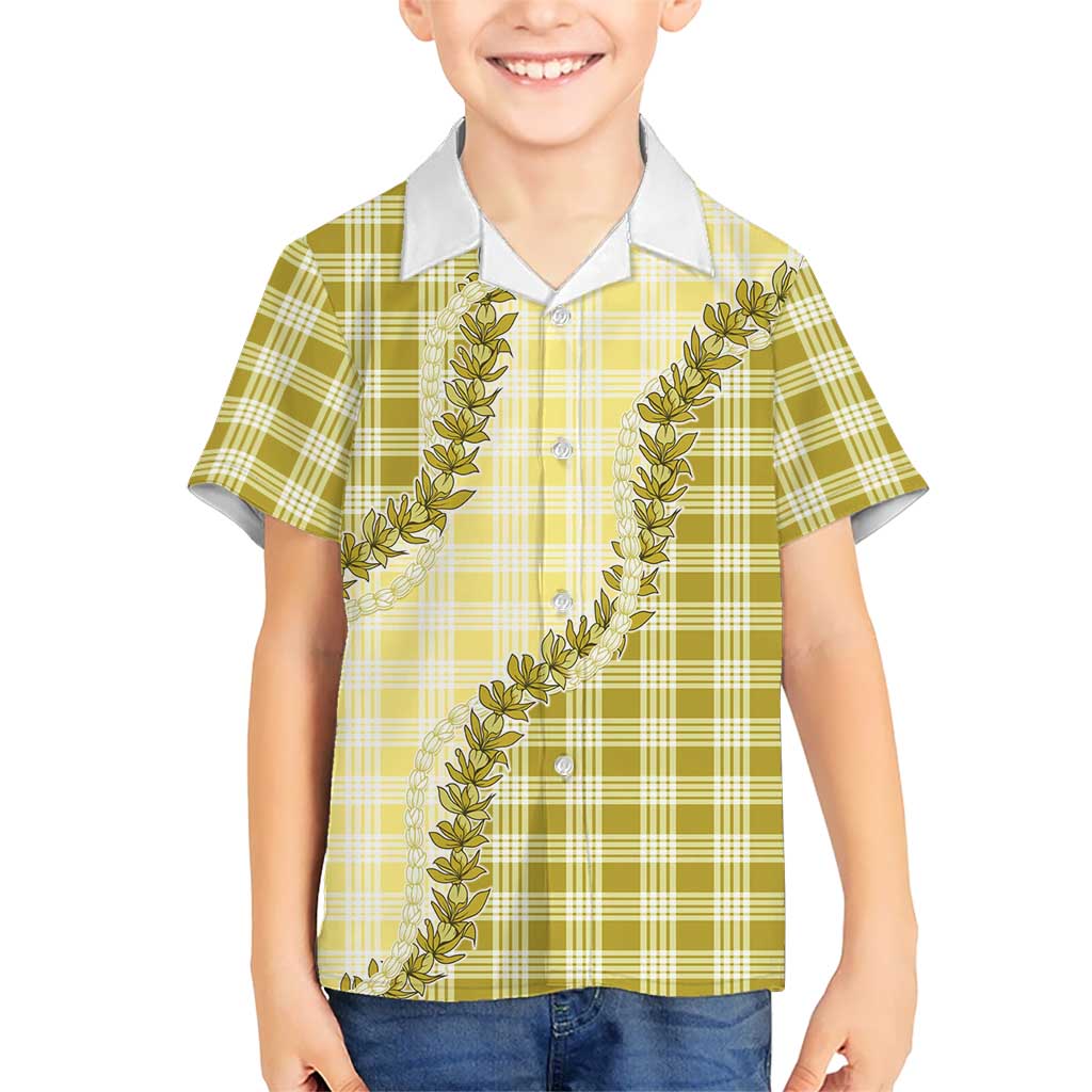 Yellow Hawaii Palaka Kid Hawaiian Shirt Hawaiian Pikake Lei