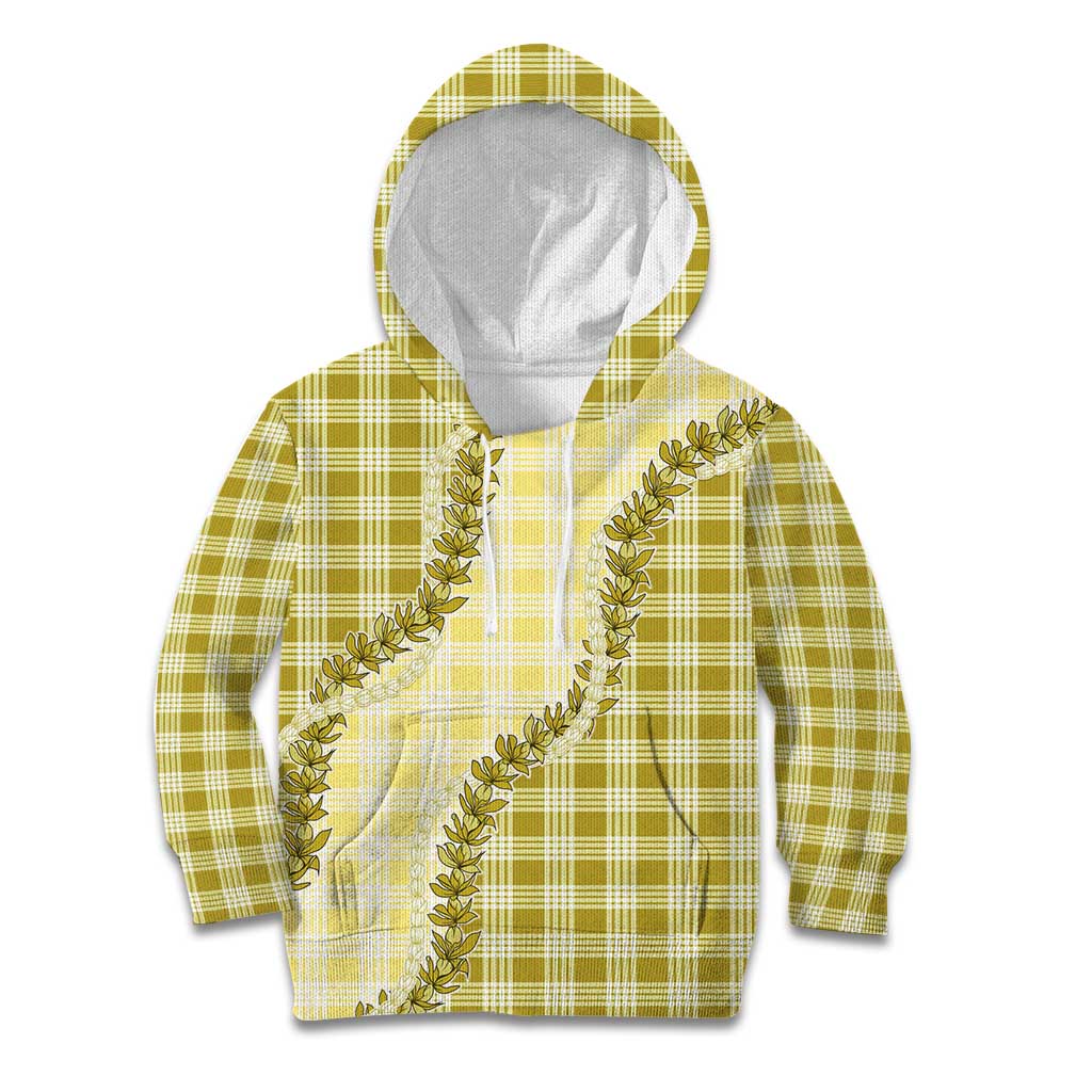 Yellow Hawaii Palaka Kid Hoodie Hawaiian Pikake Lei