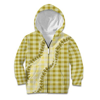 Yellow Hawaii Palaka Kid Hoodie Hawaiian Pikake Lei