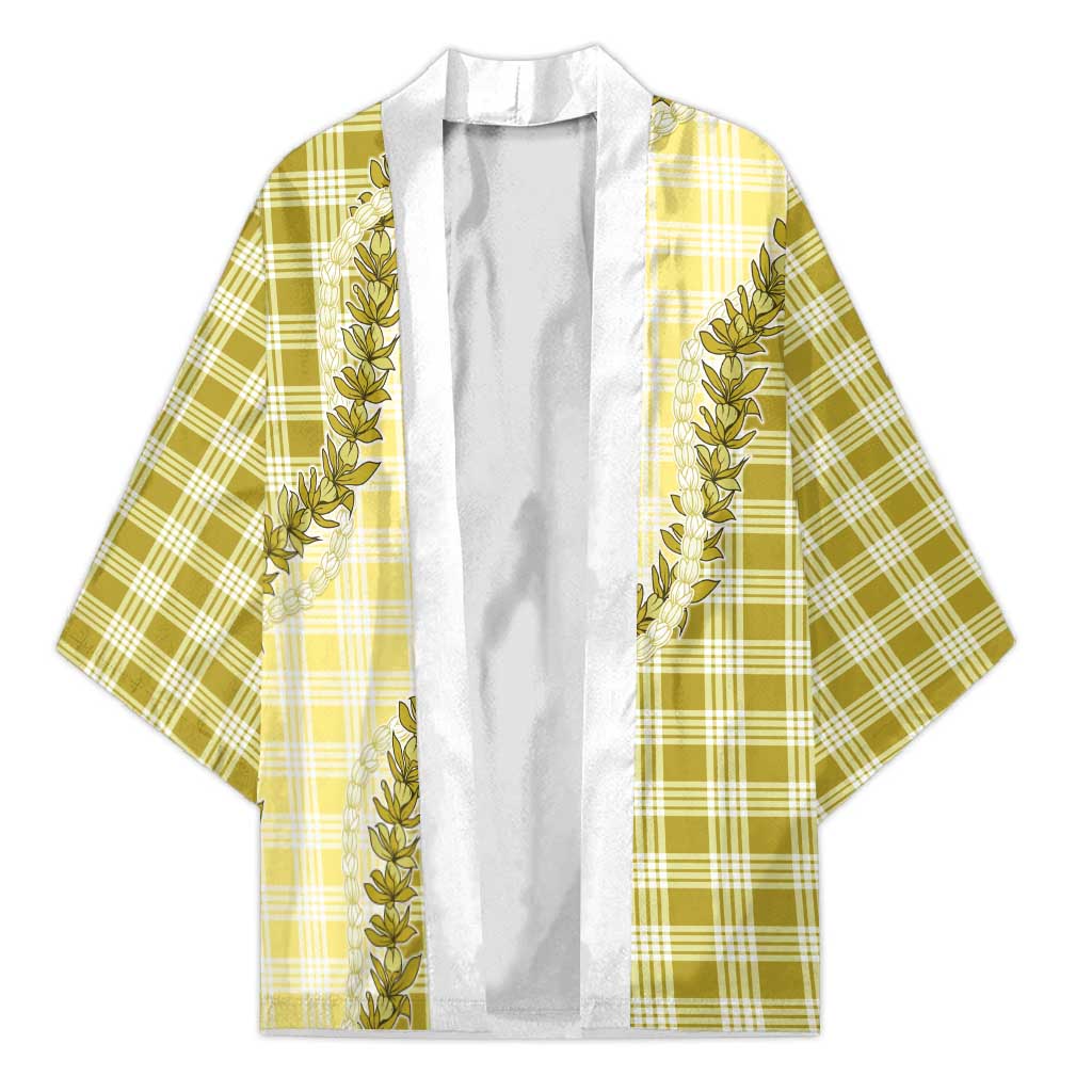 Yellow Hawaii Palaka Kimono Hawaiian Pikake Lei LT05 Unisex Yellow - Polynesian Pride