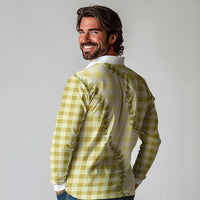 Yellow Hawaii Palaka Long Sleeve Polo Shirt Hawaiian Pikake Lei
