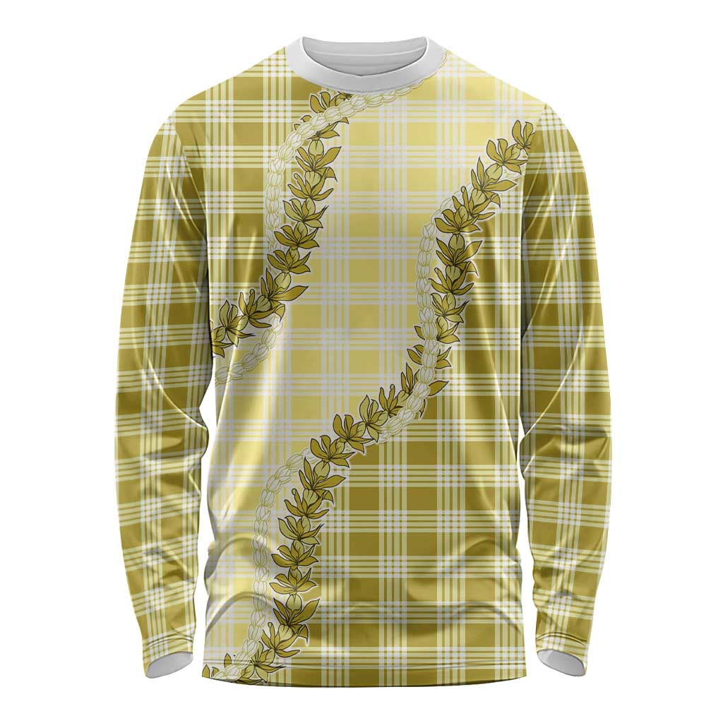 Yellow Hawaii Palaka Long Sleeve Shirt Hawaiian Pikake Lei