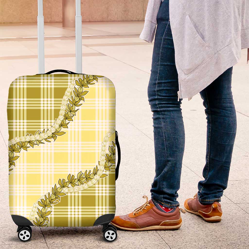 Yellow Hawaii Palaka Luggage Cover Hawaiian Pikake Lei