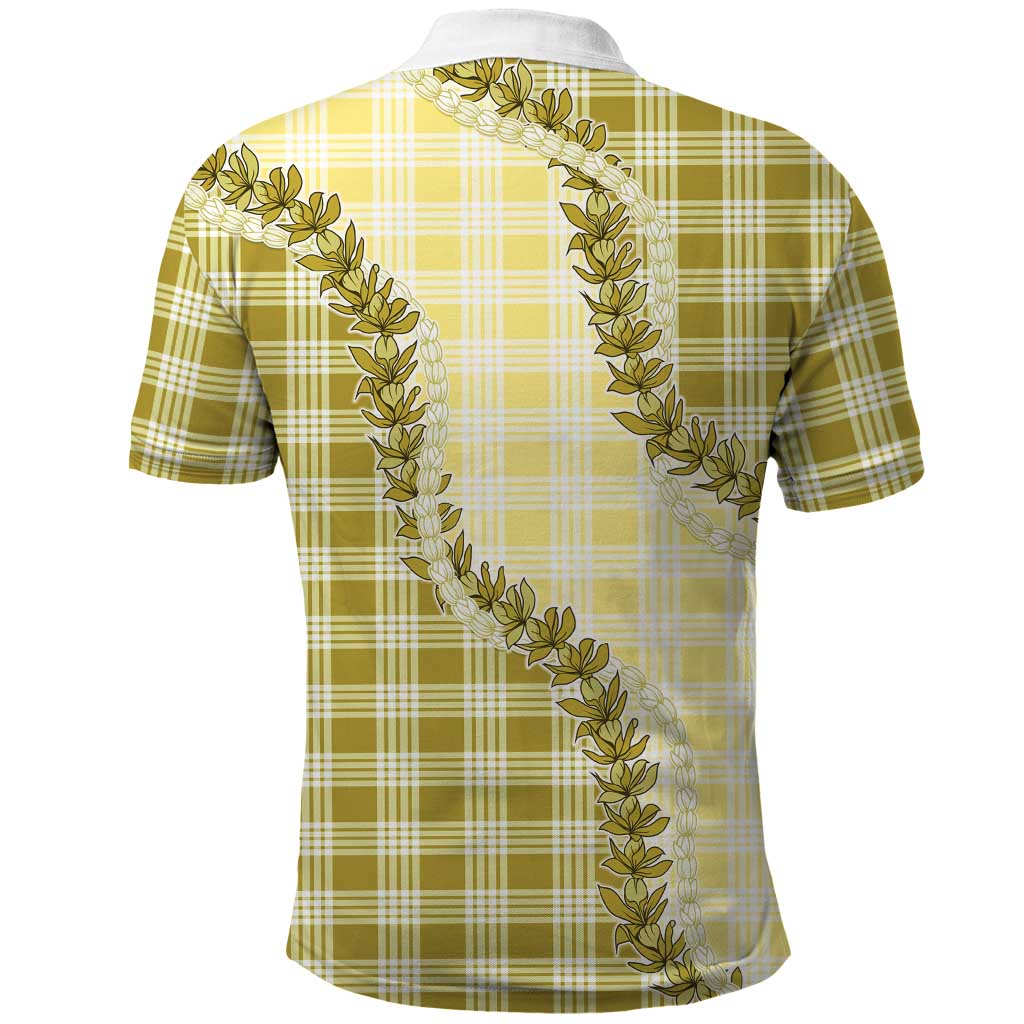 Yellow Hawaii Palaka Polo Shirt Hawaiian Pikake Lei