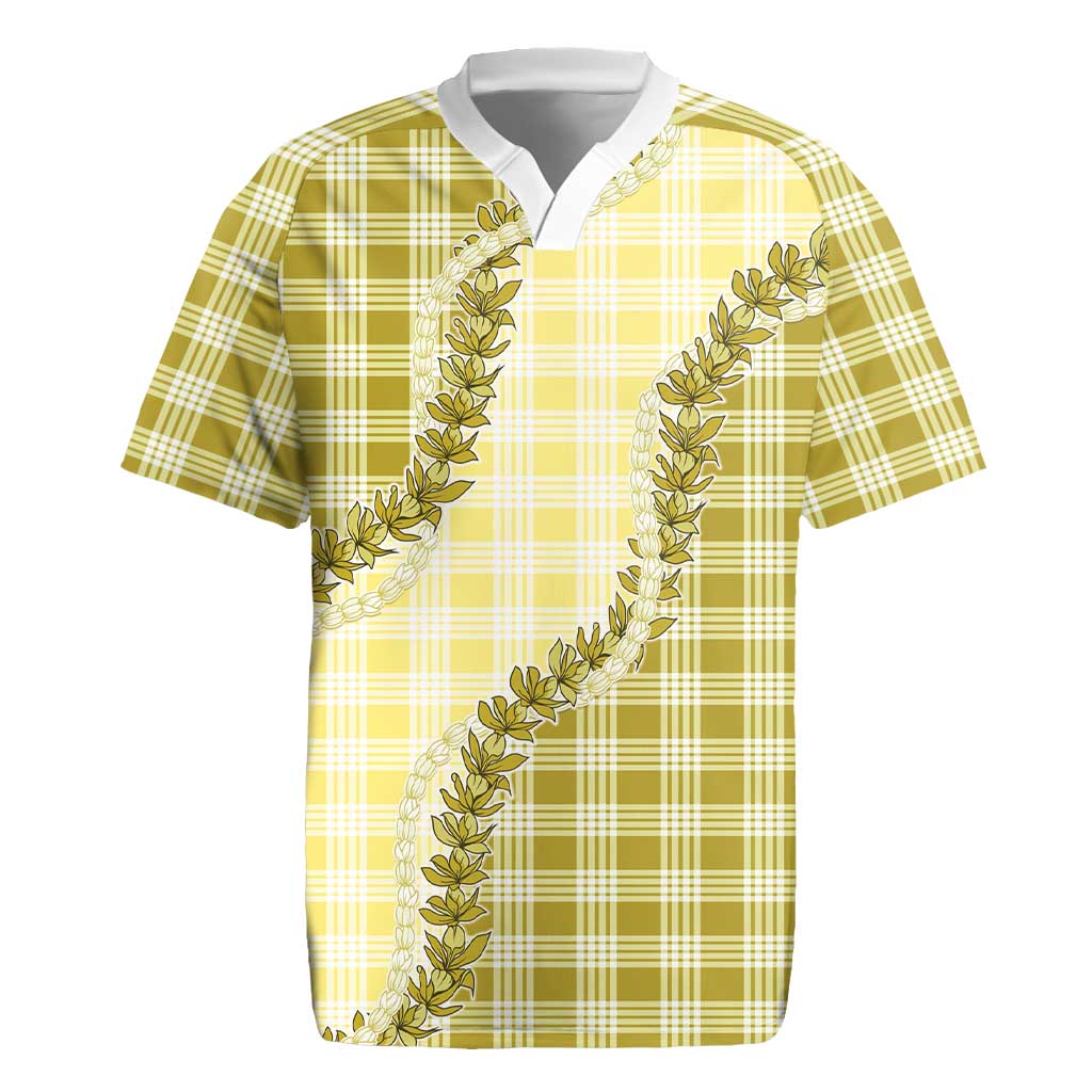 Yellow Hawaii Palaka Rugby Jersey Hawaiian Pikake Lei
