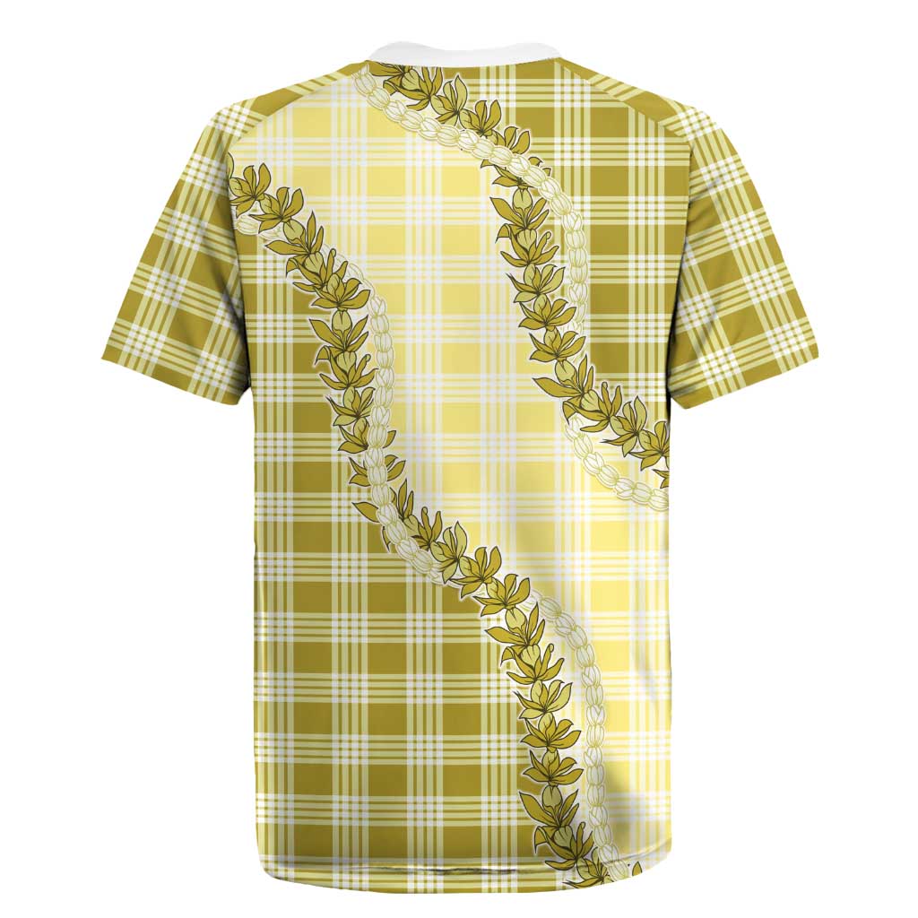 Yellow Hawaii Palaka Rugby Jersey Hawaiian Pikake Lei