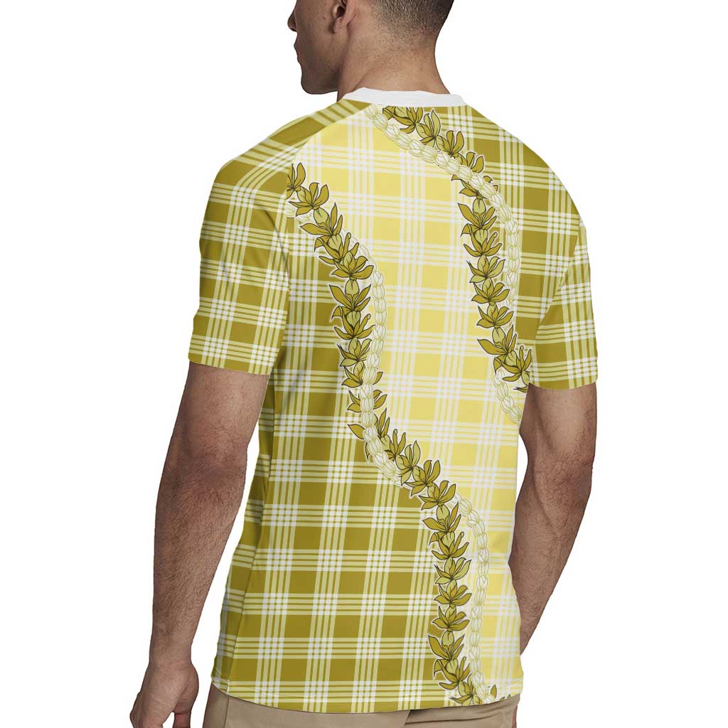 Yellow Hawaii Palaka Rugby Jersey Hawaiian Pikake Lei