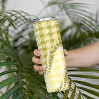 Yellow Hawaii Palaka Skinny Tumbler Hawaiian Pikake Lei LT05 - Polynesian Pride