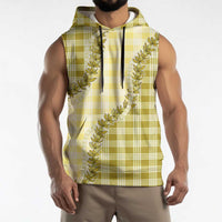 Yellow Hawaii Palaka Sleeveless Hoodie Hawaiian Pikake Lei