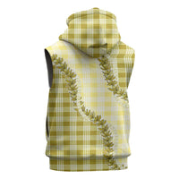 Yellow Hawaii Palaka Sleeveless Zip Hoodie Hawaiian Pikake Lei