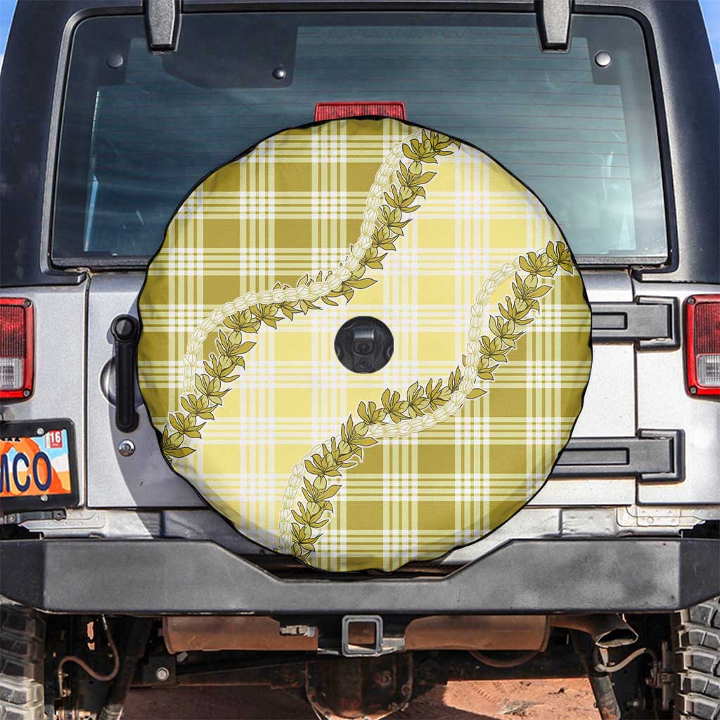 Yellow Hawaii Palaka Spare Tire Cover Hawaiian Pikake Lei