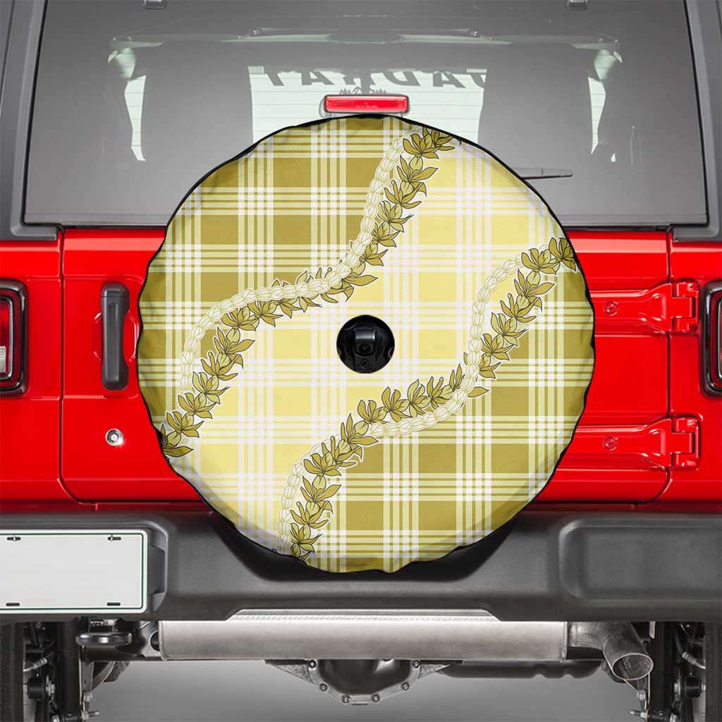 Yellow Hawaii Palaka Spare Tire Cover Hawaiian Pikake Lei
