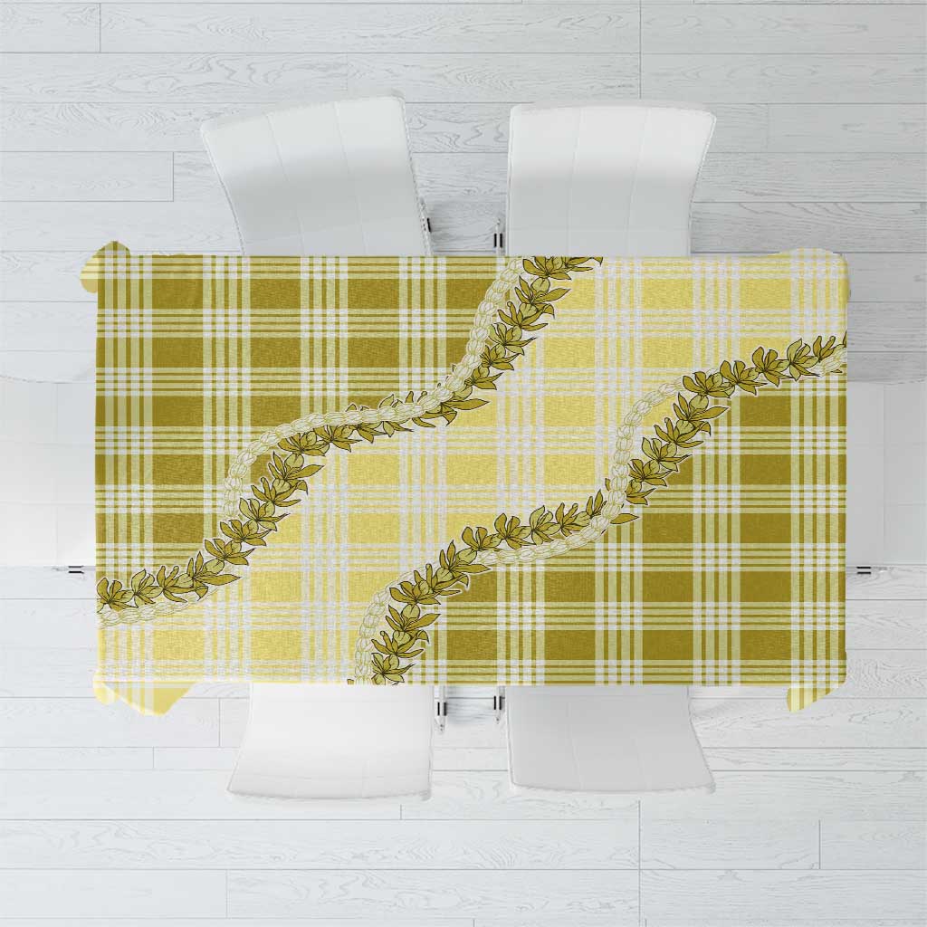 Yellow Hawaii Palaka Tablecloth Hawaiian Pikake Lei