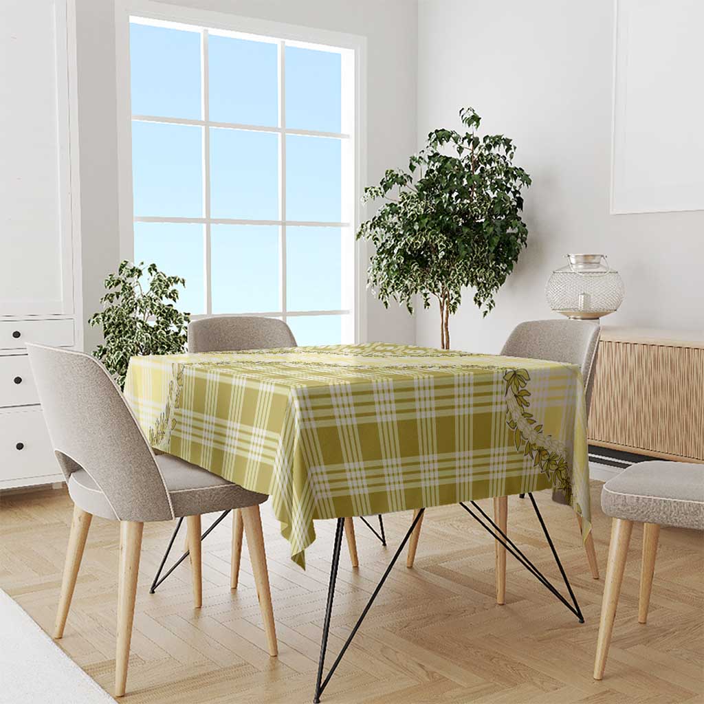 Yellow Hawaii Palaka Tablecloth Hawaiian Pikake Lei
