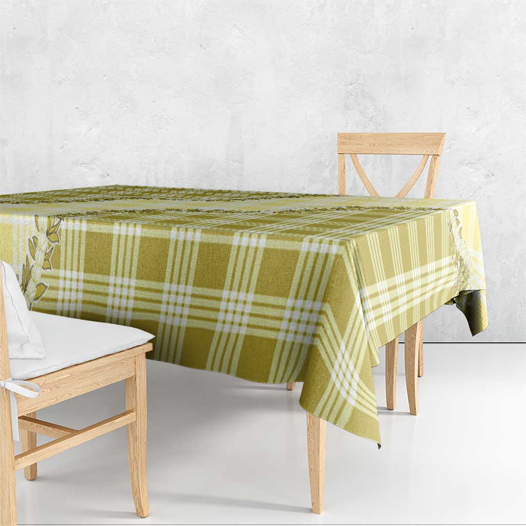 Yellow Hawaii Palaka Tablecloth Hawaiian Pikake Lei