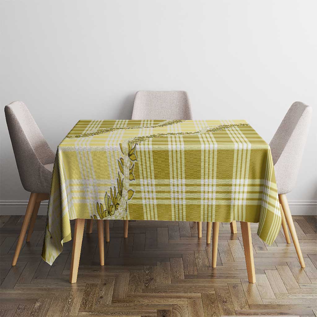 Yellow Hawaii Palaka Tablecloth Hawaiian Pikake Lei