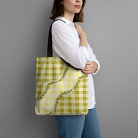 Yellow Hawaii Palaka Tote Bag Hawaiian Pikake Lei LT05 - Polynesian Pride