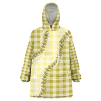 Yellow Hawaii Palaka Wearable Blanket Hoodie Hawaiian Pikake Lei